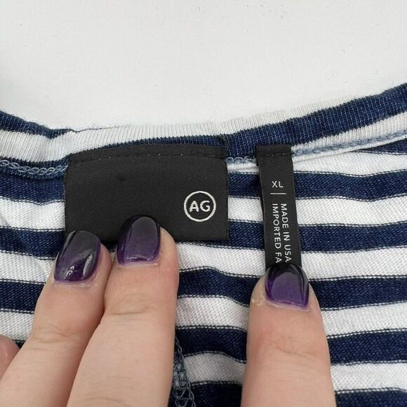 AG Adriano Goldschmied blue white striped long sleeve top size XL - Picture 2 of 3